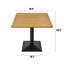Table de salle à manger carrée compacte pour deux personnes - Plateau moderne en bambou et pied central en métal noir