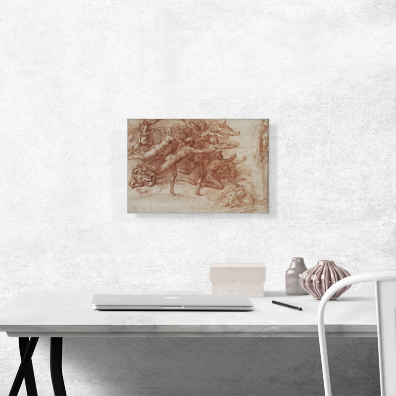 Archers Shoot at a Herm 1530 par Michelangelo - reproduction d'art sur toile tendue, H 12 po x l 18 po x 1,5 po