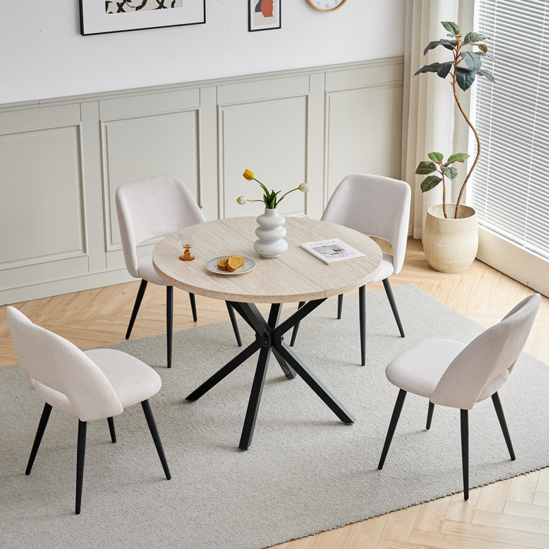 43.5cm H Upholstered Metal Parsons Chair, Beige