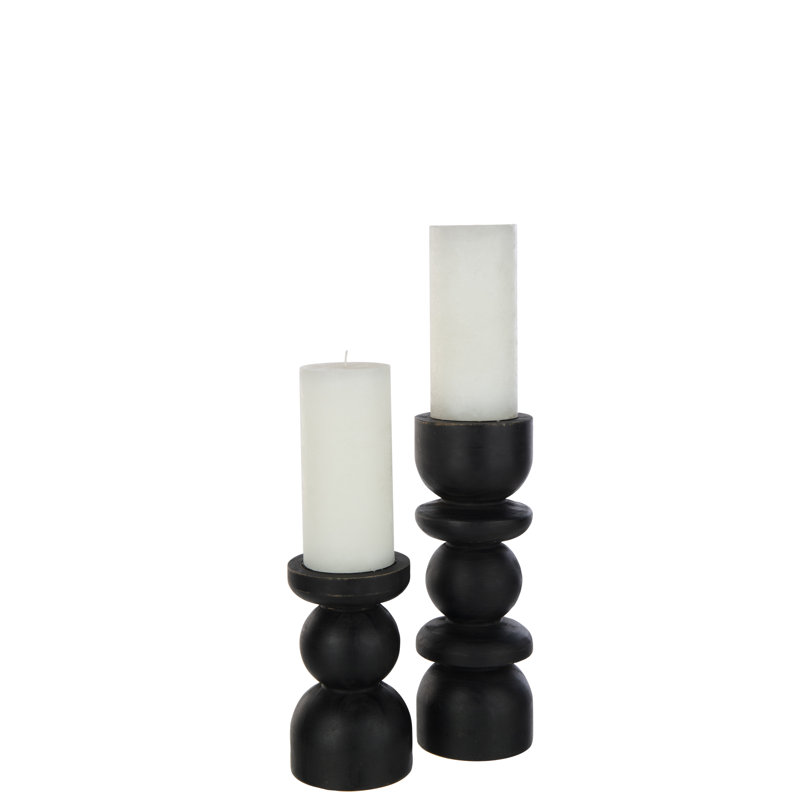 2 Piece Wood Candlestick Set