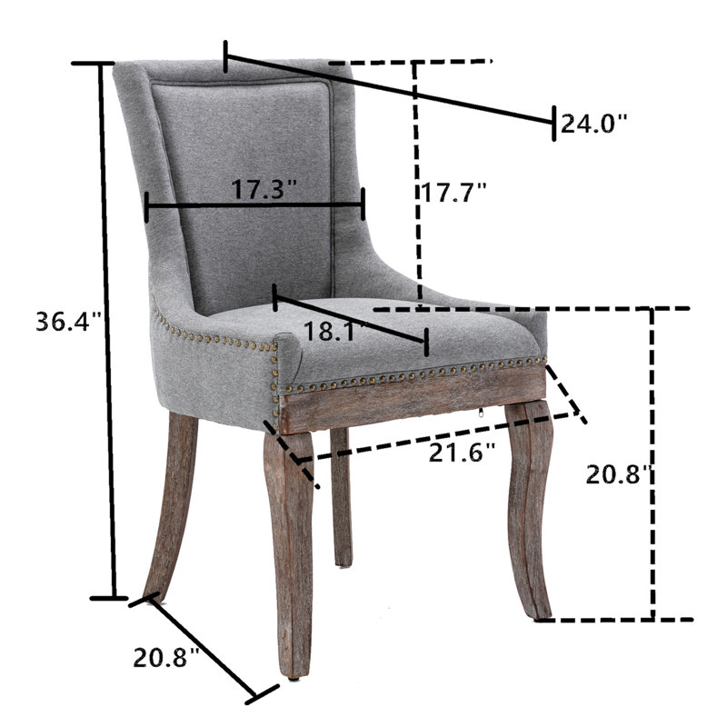 Ensemble de 2 chaises de salle à manger rembourrées, Gris