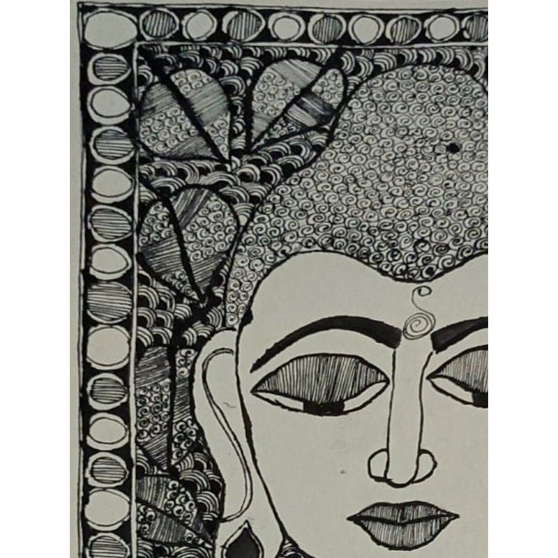 Lord Buddha Head | Couleur acrylique sur papier fait à la main | Par Annu Kumari