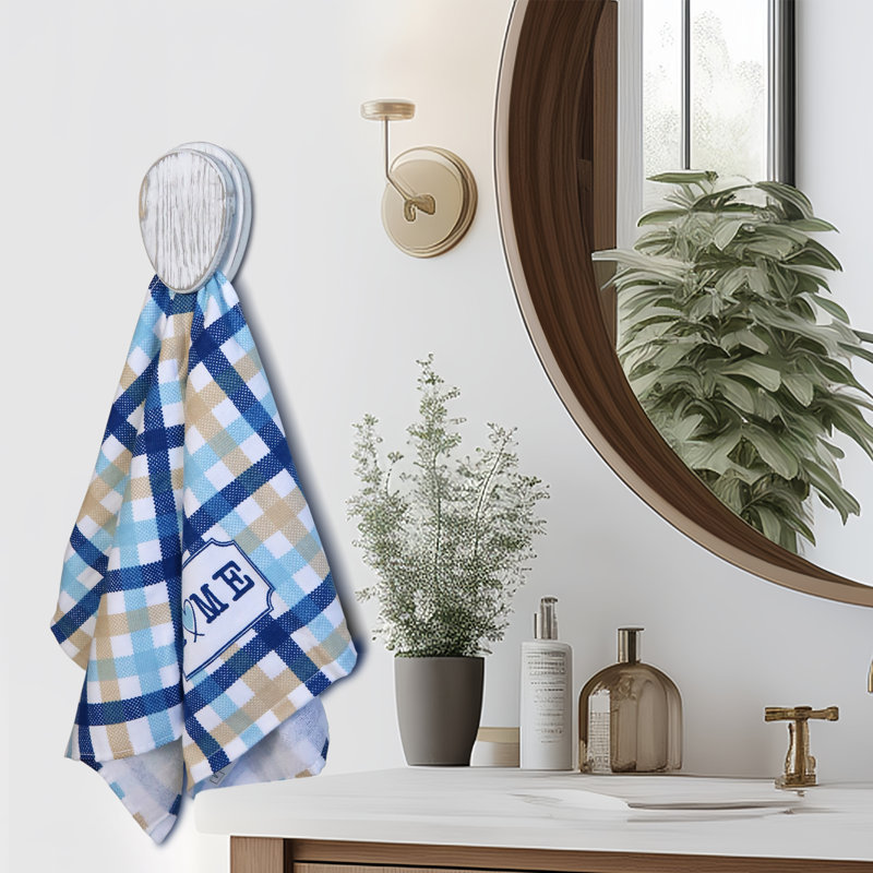 Portemanteaux mural en bois massif Carmia, Blanc rustique