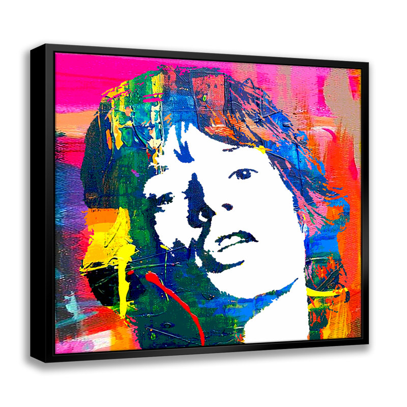 «Jagger Stones» Pop Art - estampe numérique sur toile avec cadre flottant vertical, H 18 po x l 18 po