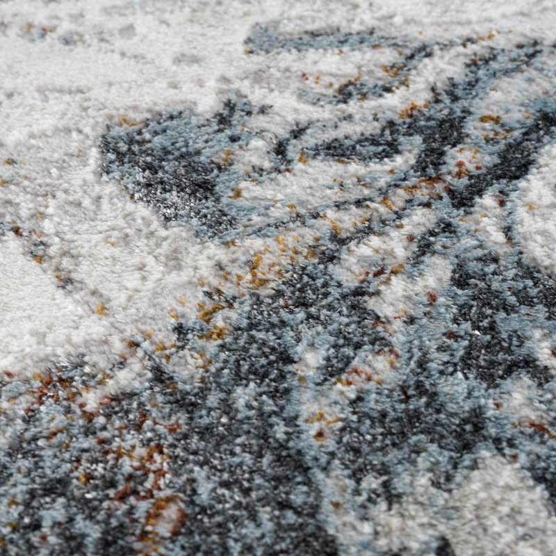 Tapis bleu / beige Charley-May, Rectangle 9 pi 2 po x 12 pi
