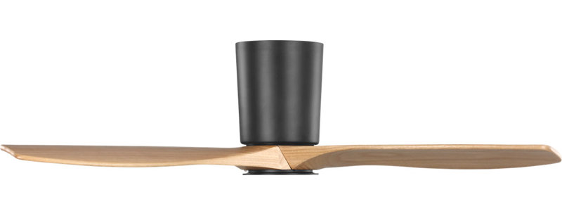 Seyra Smart Hugger LED Ceiling Fan, Natural Honey, 44" Wide, Midnight Black