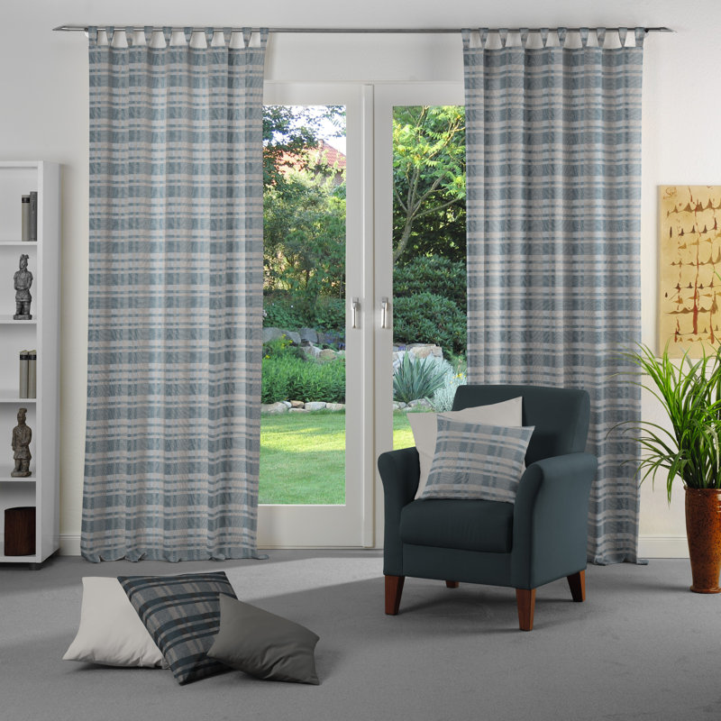 Devore Room Darkening Single Panel, 225cm H x 132cm W, Blue, grey and black
