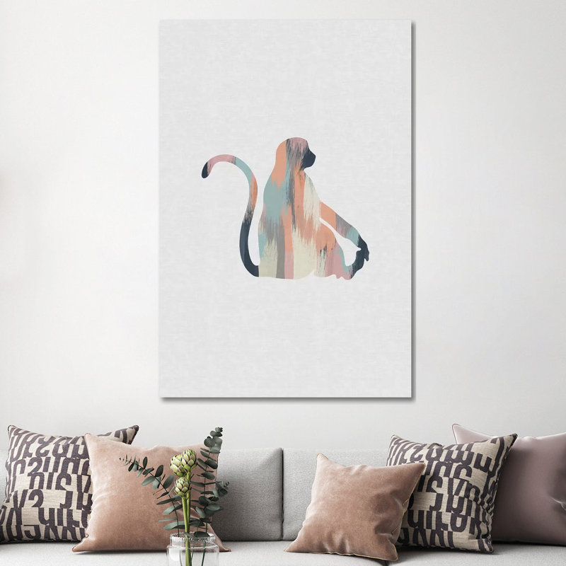 Pastel Monkey by Orara Studio - Wrapped Canvas Gallery-Wrapped Canvas Giclée, 152.5 cm H x 101.5 cm W