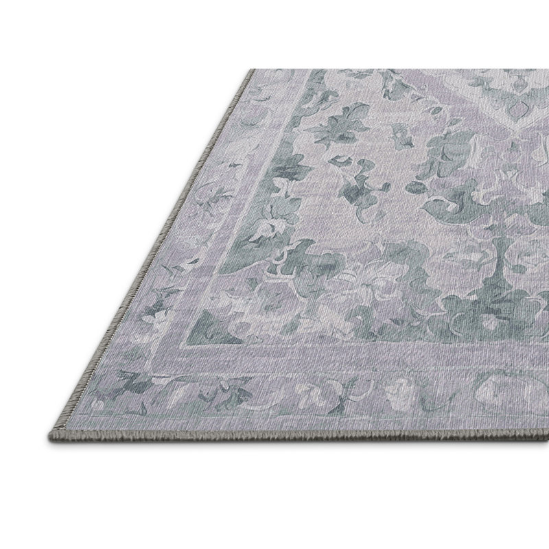 Machine Washable Gray Area Rug, Square 6'