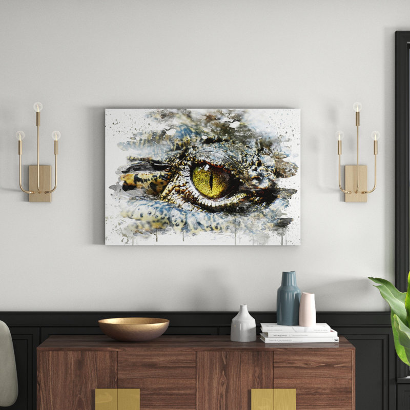 Crocodile Eye - Wall Art, 50cm H x 76cm W, Wrapped Canvas