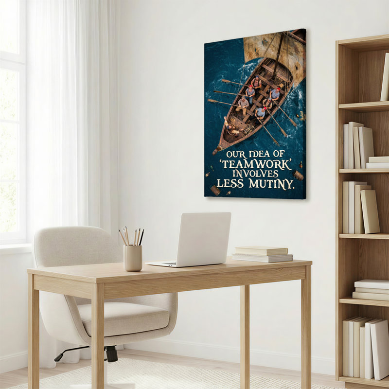 «Nautical Pirate Ship Teamwork», citation sur toile tendue, reproduction d'art sur toile, ensemble de 1, H 18 po x l 12 po