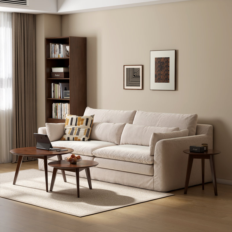 Table gigogne ronde en chêne massif MCM - chêne brun (ensemble de 2), Brown Oak