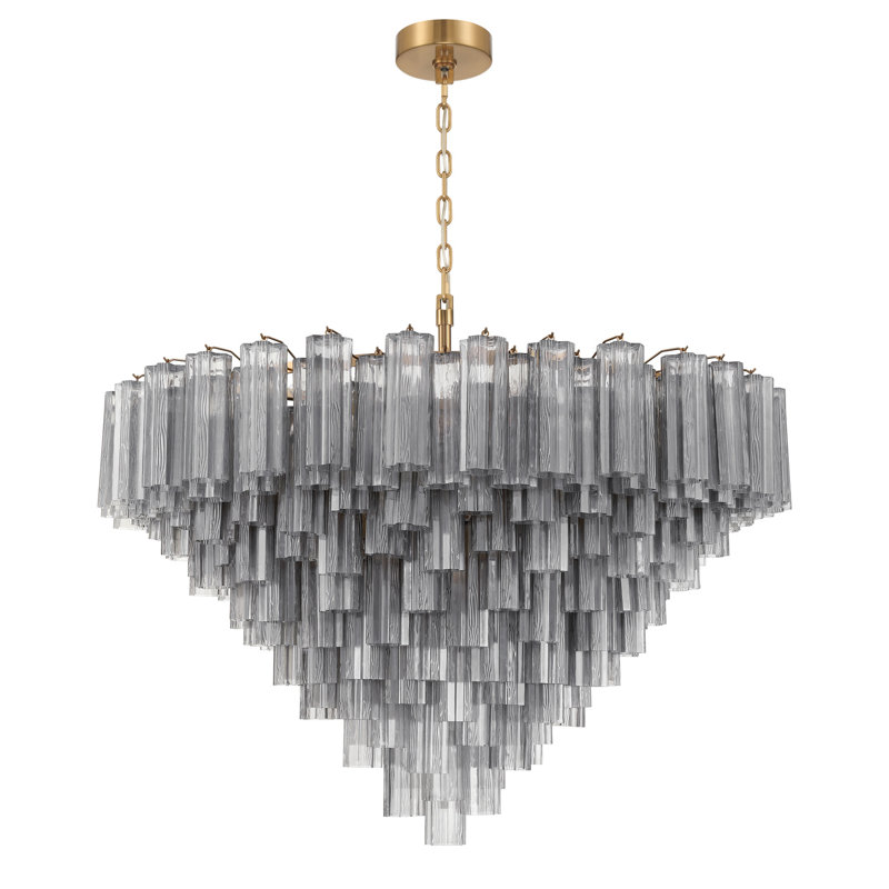 Lustre en laiton vieilli 49 po Sandbach, H 42,5 po x l 49 po x P 49 po, Gris, Doré