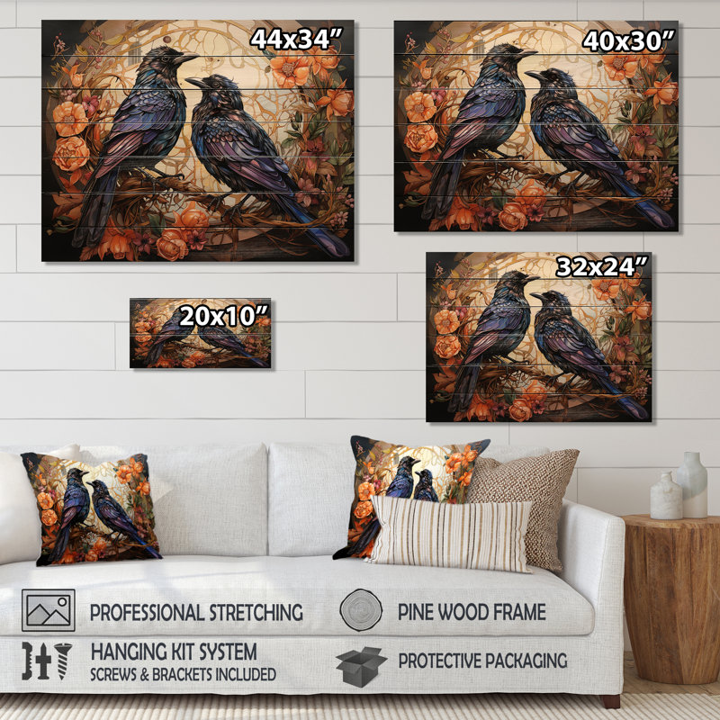 " Crow Enchanted Monarchs ", 30" H x 40" W x 0.78" D