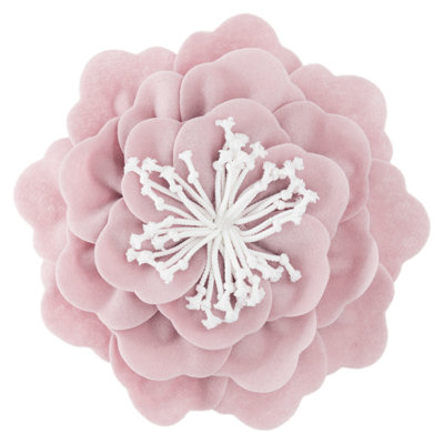 Decorative 3D Peony Flower Throw Pillow Handmade Accent Cushion 14 Inch