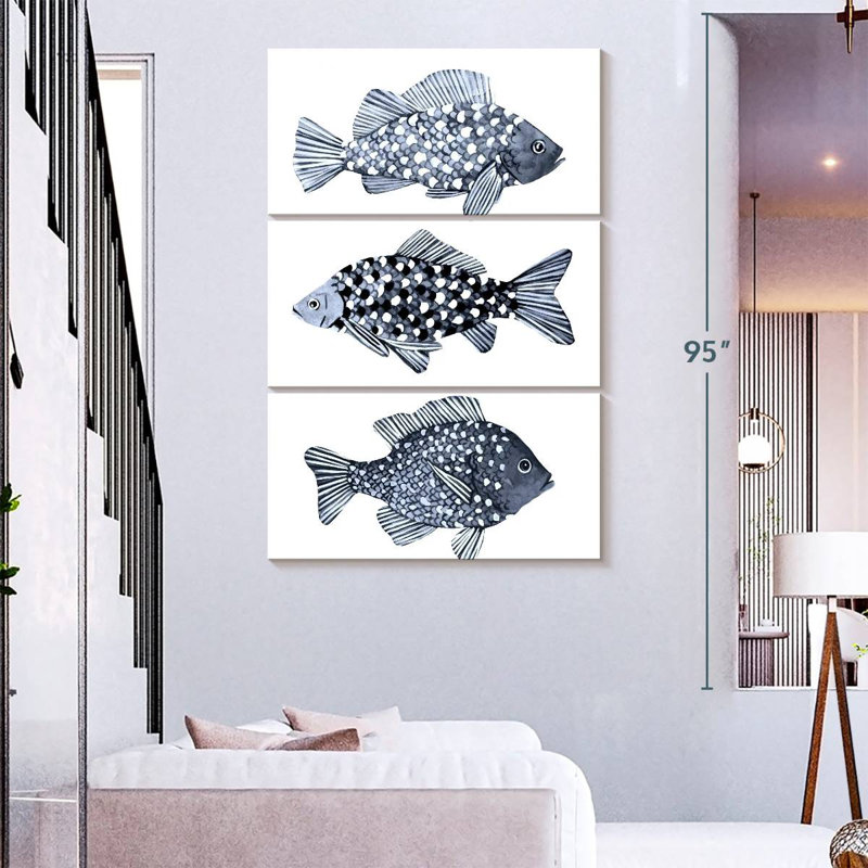 Brampt Blue Fish I, 74" H x 48" W