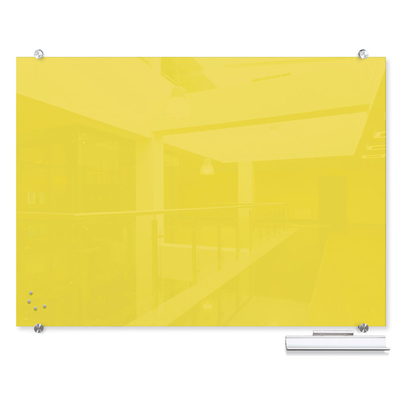 Tableau effaçable mural en verre Visionary, H 35,43 po x L 47,24 po, Jaune