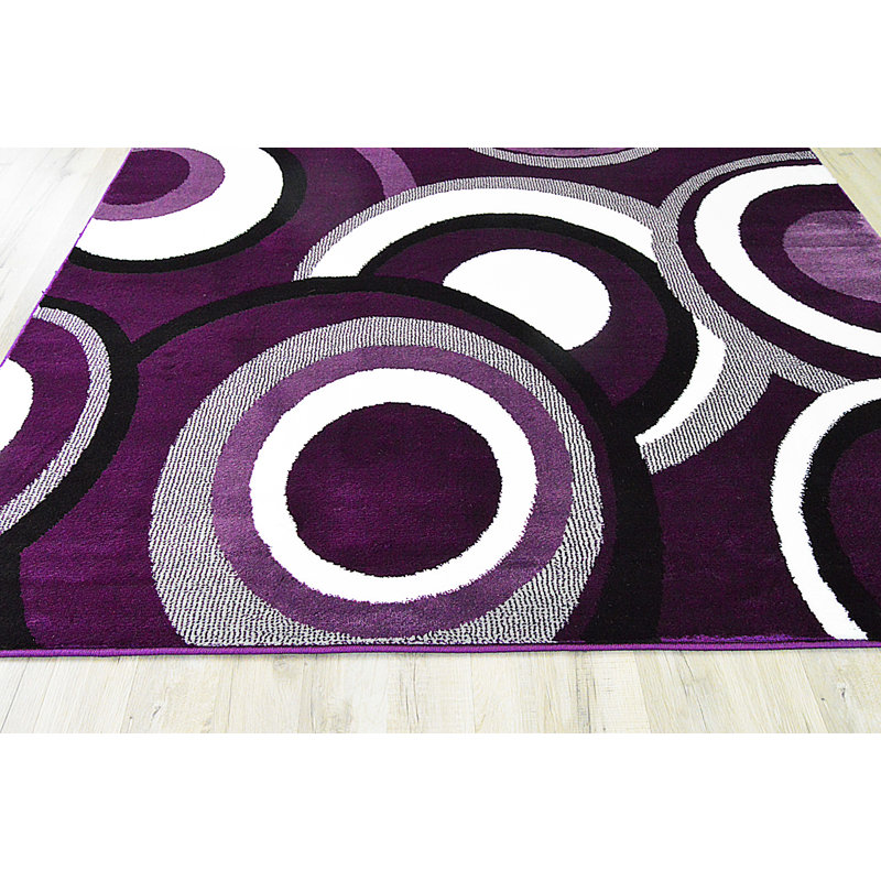 Tapis mauve à motif géométrique Cossette, Rectangle 4 pi x 5 pi 3 po