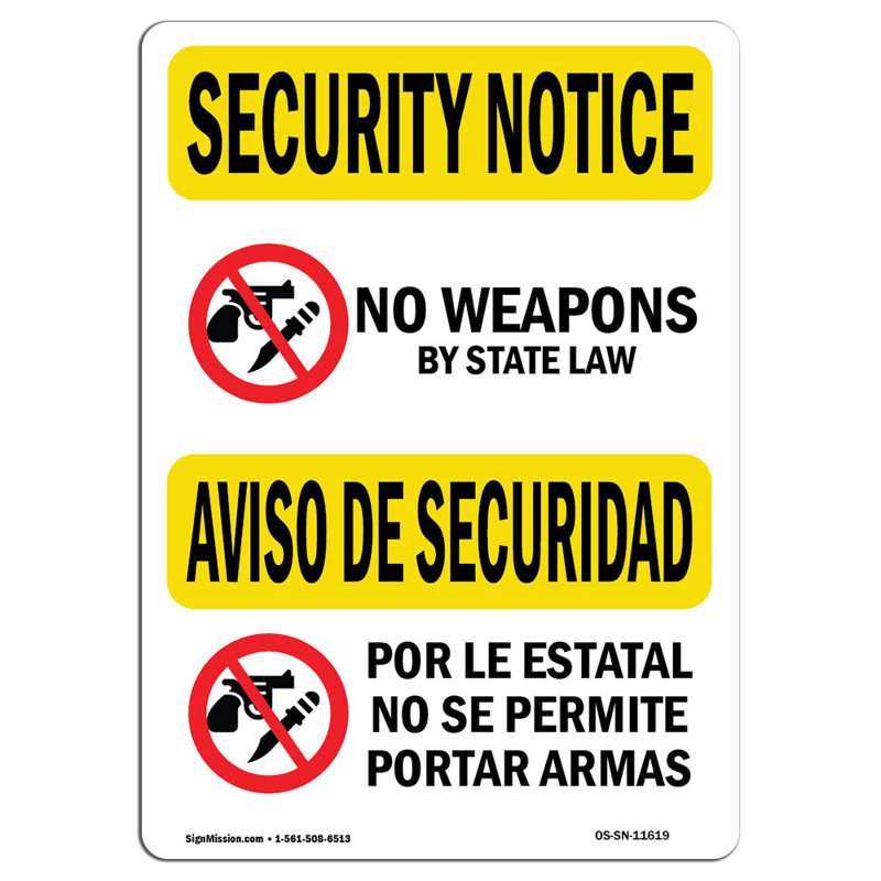 Security Notice Sign, 24" H x 18" W x 0.1" D
