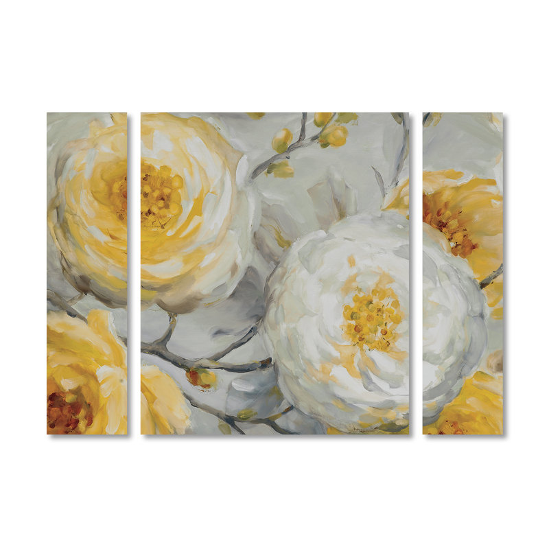 « soleil », ensemble de 3 reproductions d’art sur toiles tendues, H 24 po x l 32 po x P 2 po