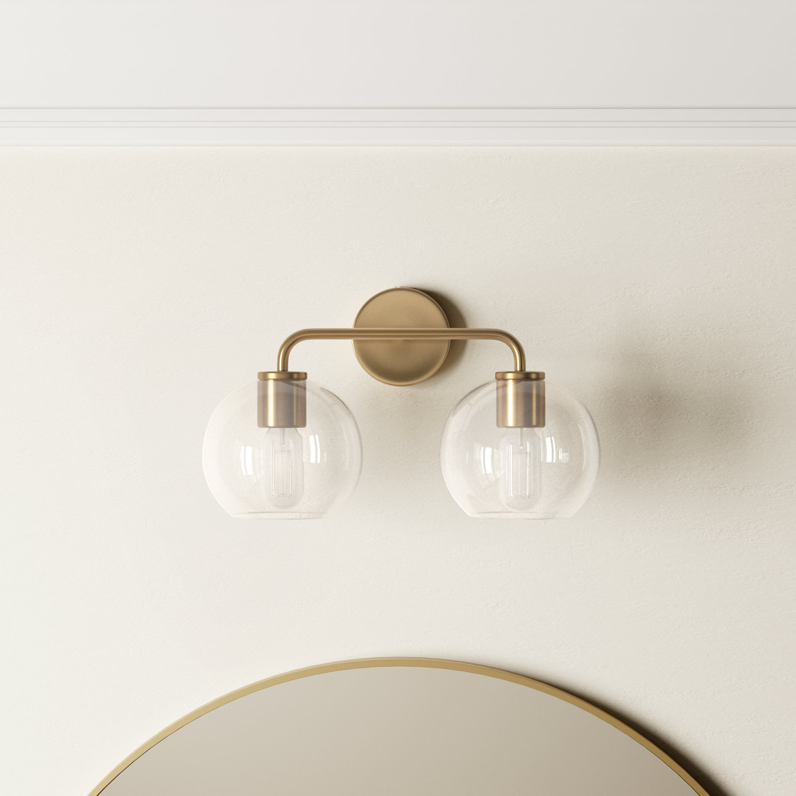 Childerley 2 Light Vanity, Satin Brass, Clear