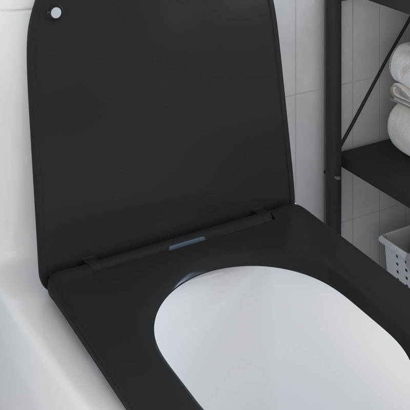 Siège de toilette vidaXL noir 14,17 x 16,1 à 18,50 x 1,34 po en Duroplast, Noir