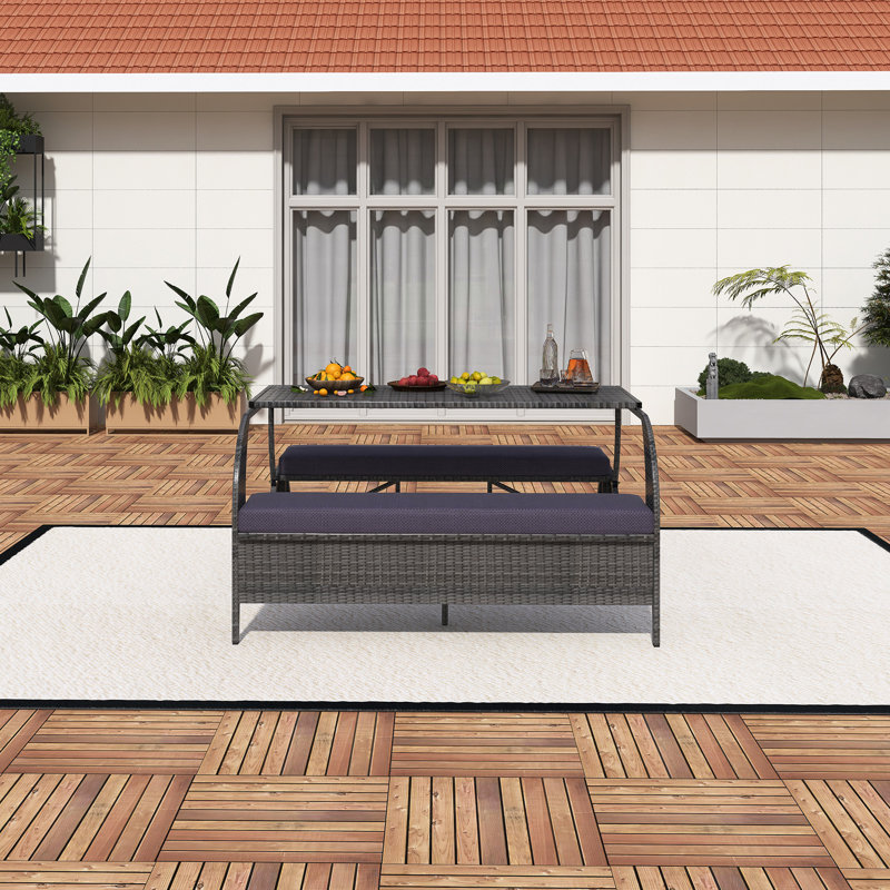 Outdoor Loveseat That Converts To Four Seats And A Table, Gray