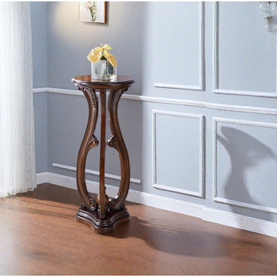 Solid Wood Plant Stand Green Paint Thick Panel by Zhang