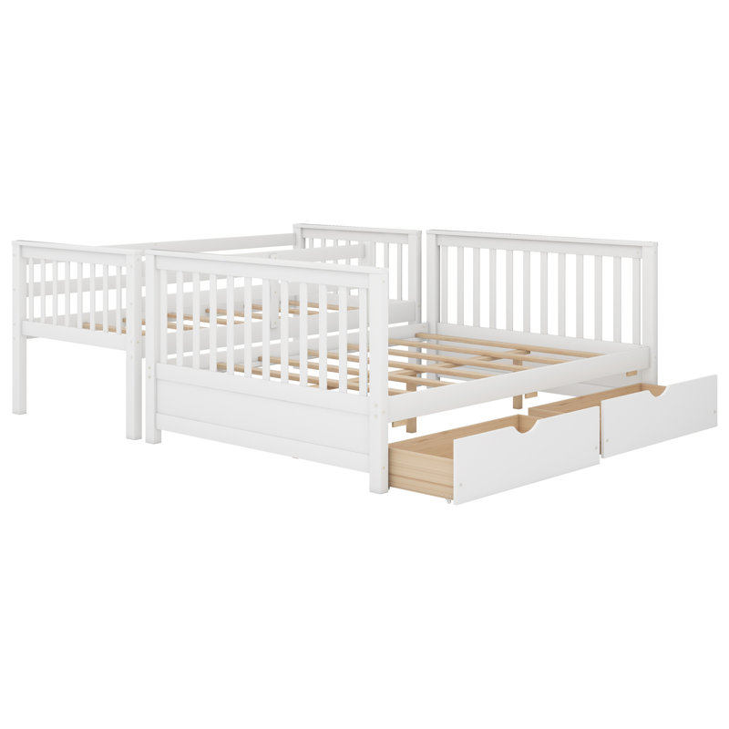 Bunk Bed with Ladder and Drawers, White
