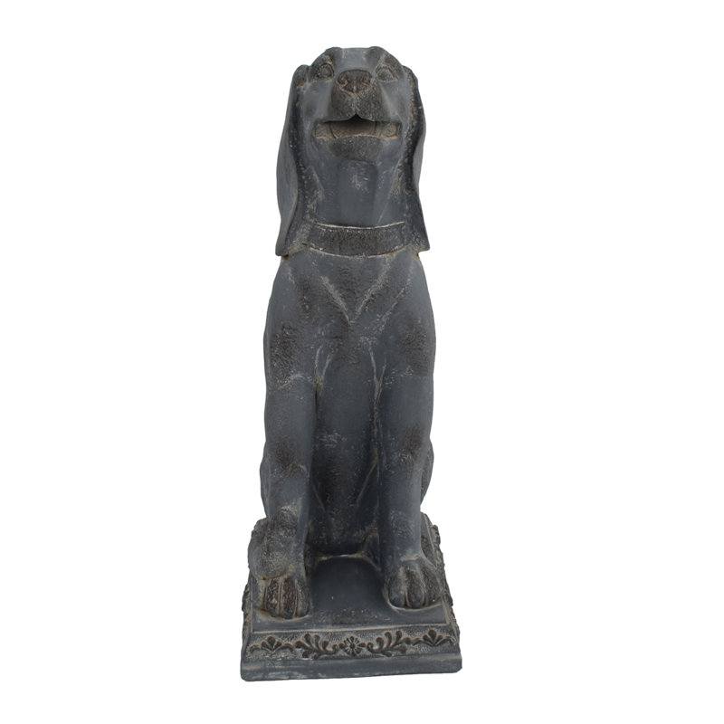 Maude DOG Sitting 71cm Blue Iron Effect, Grey