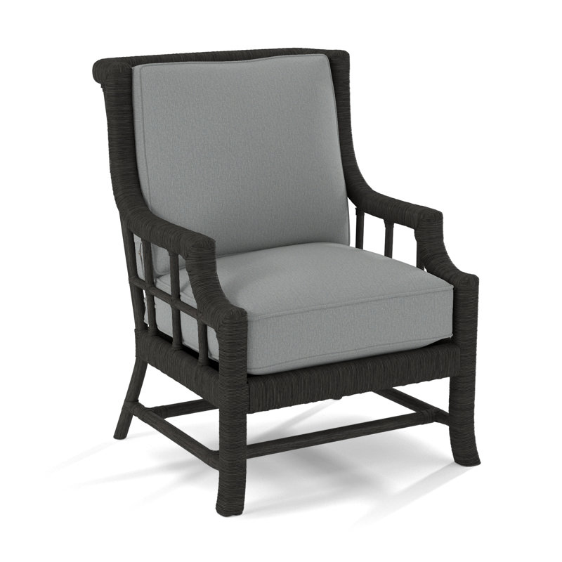 Lafayette Armchair, Havana, Light Blue Performance Fabric; 0851-55