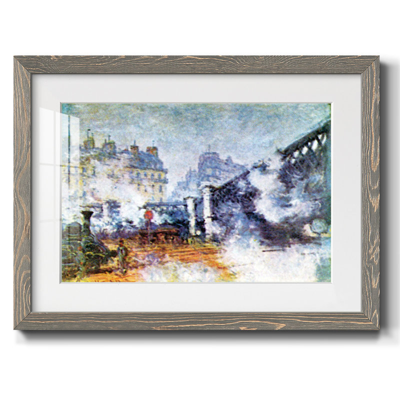 Le pont de l'Europe, la station Saint-Lazare à Paris par Monet, Gris, H 14 po x l 20 po x P 1,5 po