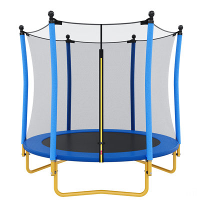 [Without Basketball Hoop]            5.5 FT Kids Trampoline With Safety Net, Indoor Outdoor Toddler Trampoline With Enclosure, U-Shaped Stable Legs, F