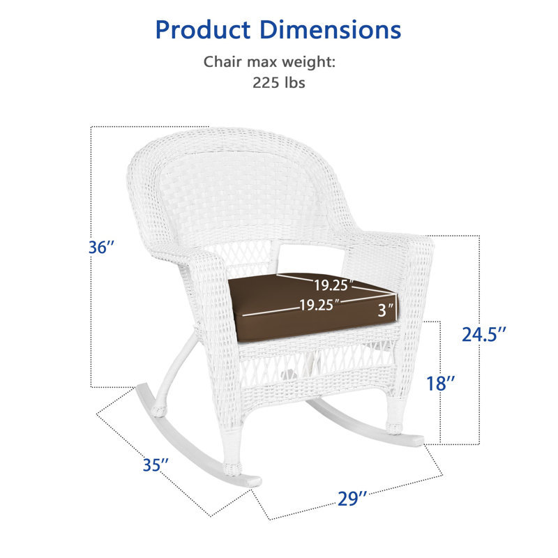 Chaise berçante en osier Raenesha, Blanc, Brun