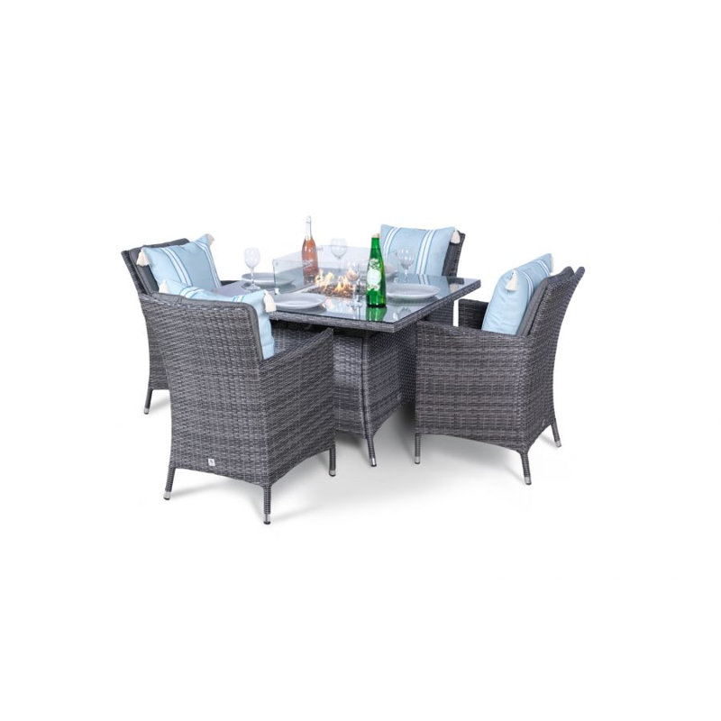 Parris 4 - Person Patio Dining Set Square Table with Cushions Included, Grey/Light Blue, Grey