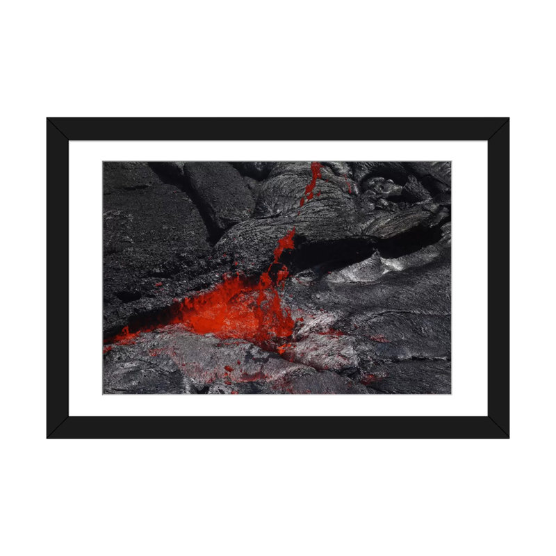 " Erta Ale Fountaining Lava Lake, Danakil Depression, Ethiopia III " by Martin Rietze, Black Framed Fine Art Paper, White