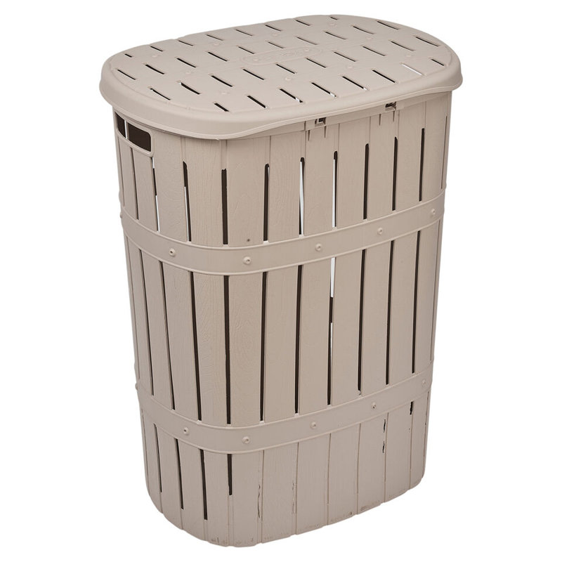 Plastic Laundry Basket with Handles, Brown