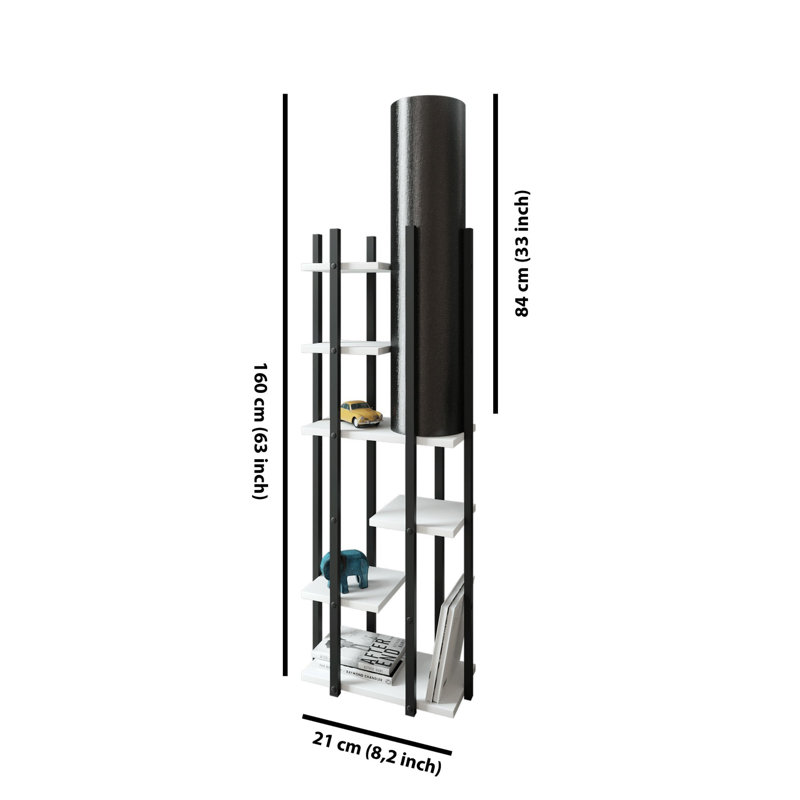 Lampe sur pied moderne avec interrupteur marche / arrêt, design noir et blanc, 63,0 po x 17,7 po x 17,7 po | Fabrication durable de panneaux de particules et de panneaux de fibres à densité moyenne, certifié CE, douille E27 (60 W maximum) | Éclairage élégant pour la maison et le bureau