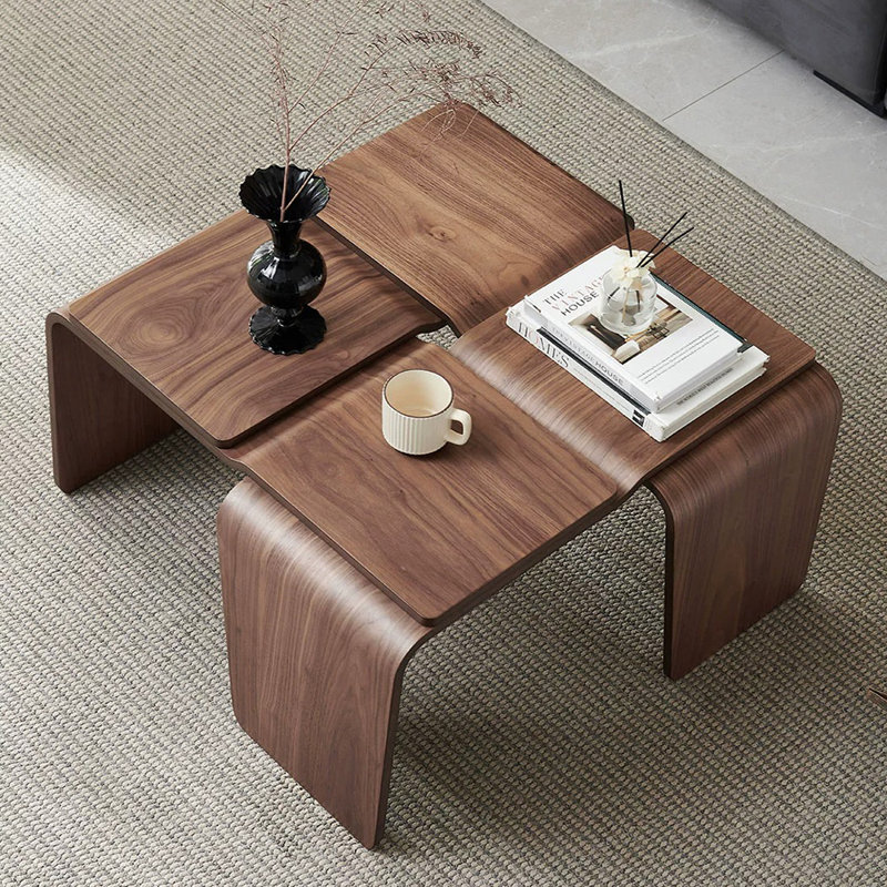 Solid wood exquisite creative simple tea table, Brown