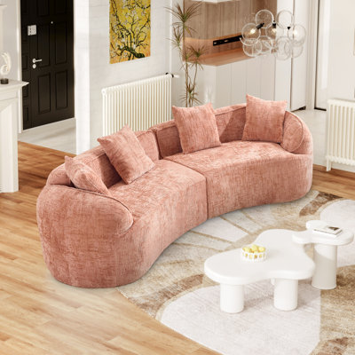 2-Piece Curved Compressed Sectional Sofa, Symmetrical Modular Design