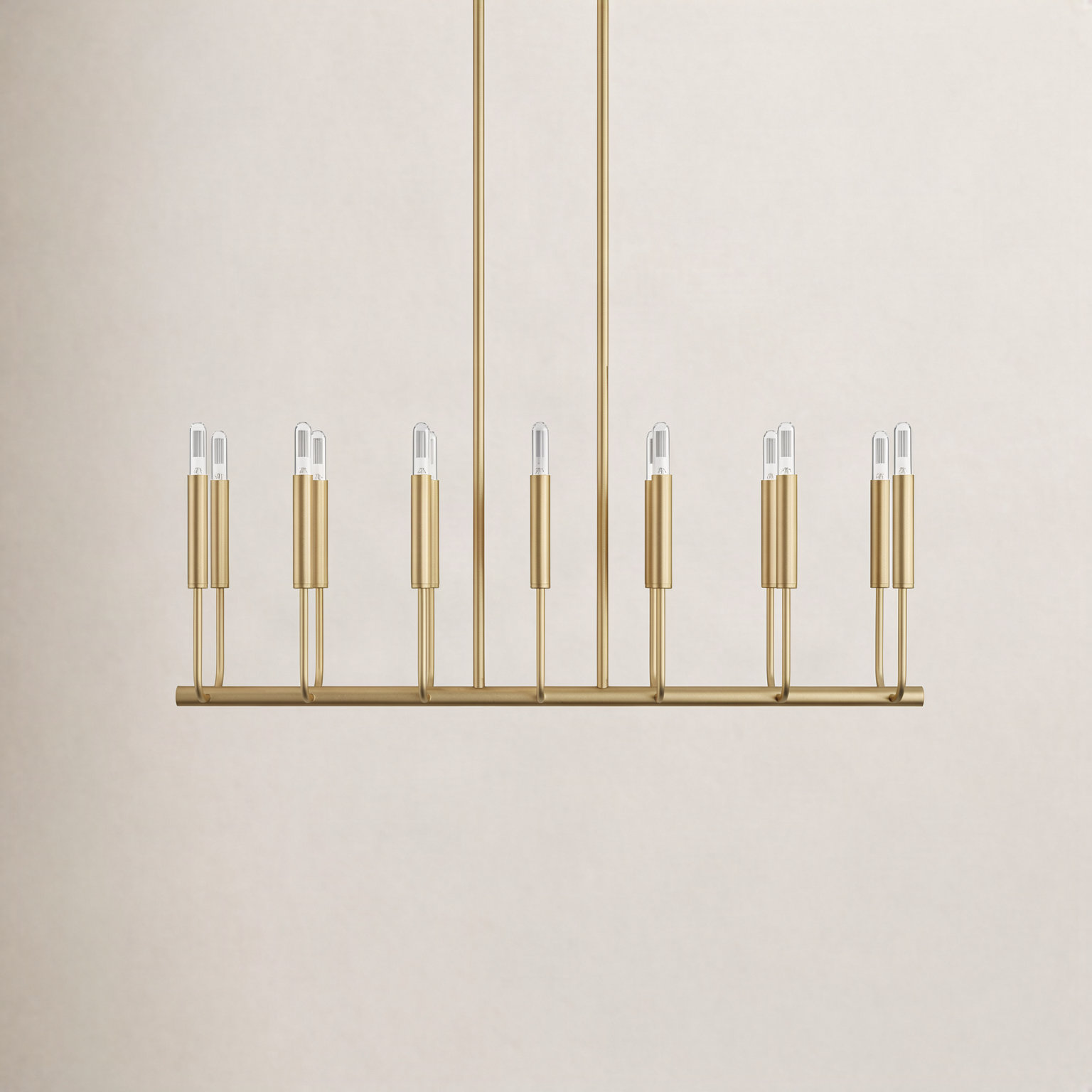 Tedder 14 Light Steel Dimmable Pendant, Burnished Brass