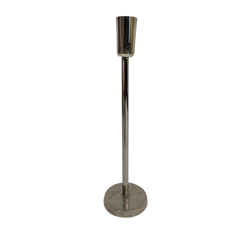 Bougeoir en métal pour plateau de table, 10" H x 3".25' W x 3".25' L, Nickel