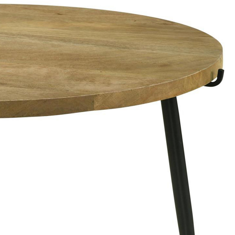 Breunna Natural and Black Round Top Coffee Table