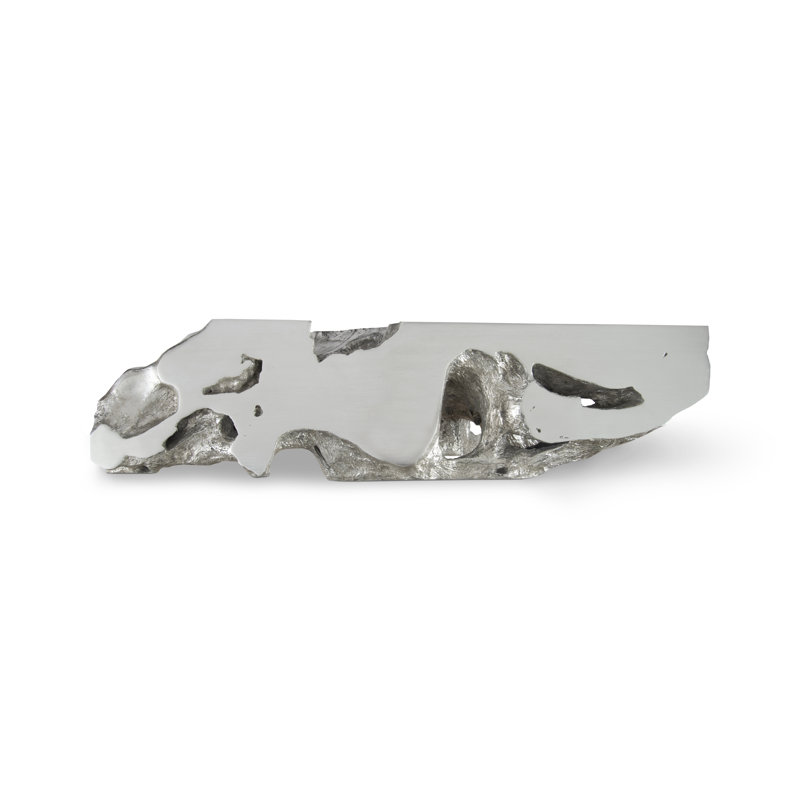 Brivo Freeform Silver Leaf Wood Console Table with Storage