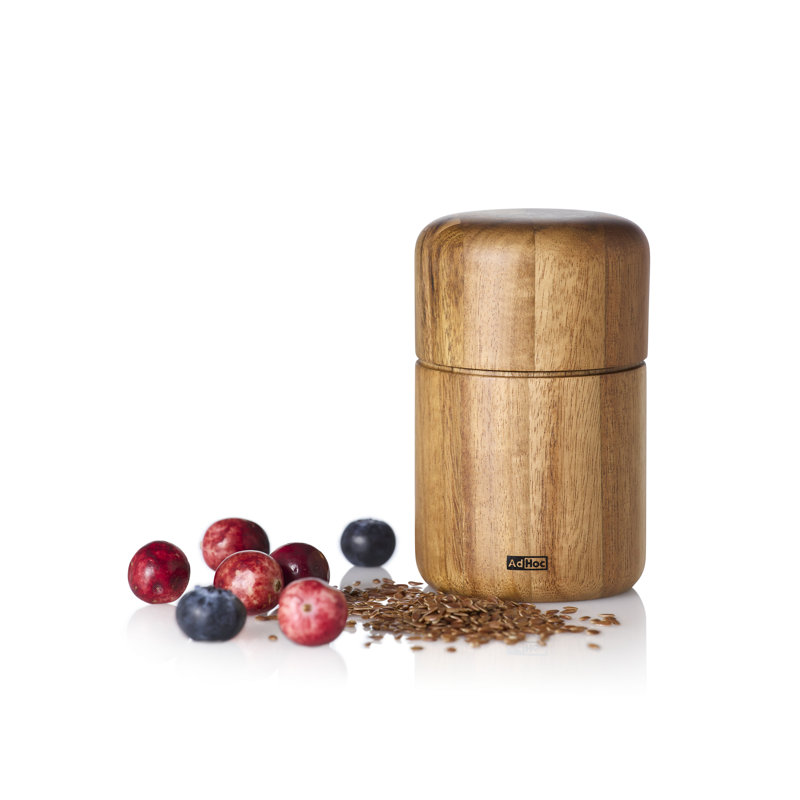 AdHoc Natural Wood Flaxseed and Sesame Seed Mill