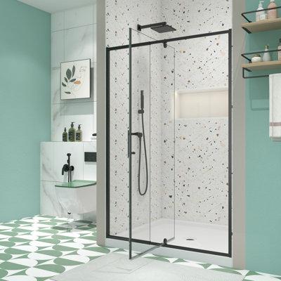 50-54" W X 71" H Piovt Swing Glass Shower Door,Pivot Frame Sliding Shower Door With 1/4"(6Mm) Clear SGCC Tempered Glass, Shower Doors,Reversible Installation