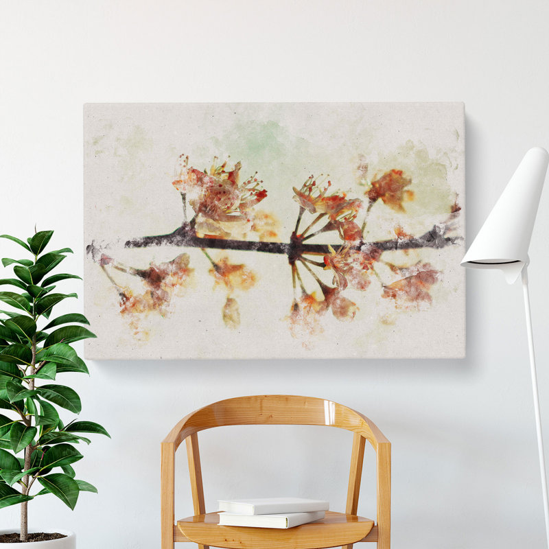 Pink Cherry Blossom Flowers Vol.12 - Wrapped Canvas, 60cm H x 91cm W x 3cm D