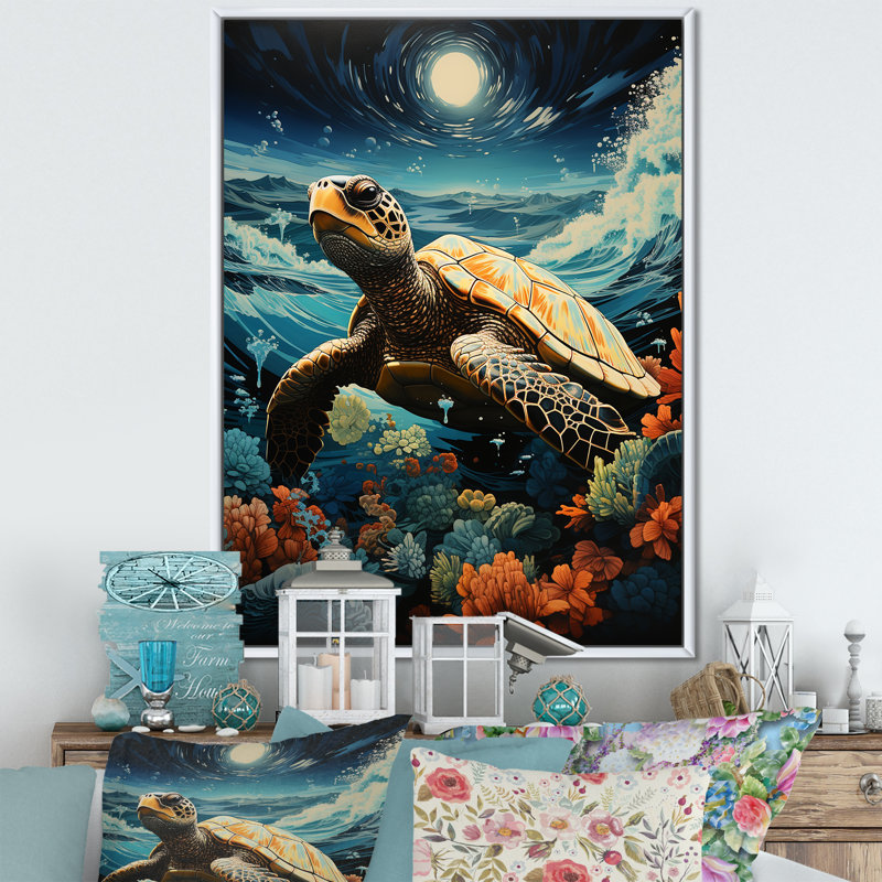 Reproduction d'art sur toile Baroda, H 44 po x l 34 po x P 1,5 po, Cadre flottant blanc