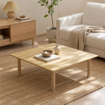 Table basse d'extérieur carrée en bois d'acacia
