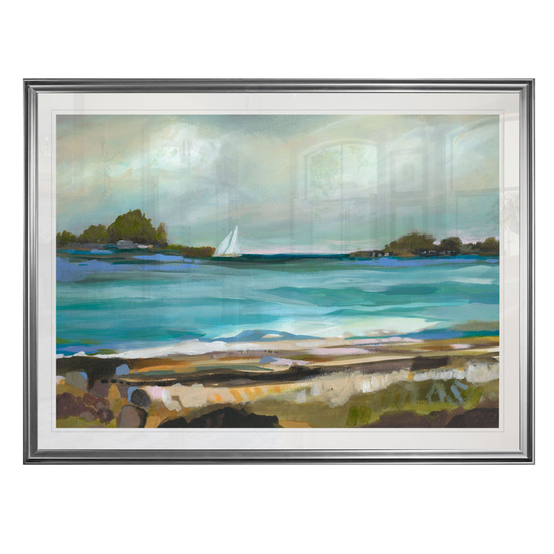 « seaside view i », reproduction, H 20 po x l 24 po x P 1,5 po, Cadre argenté
